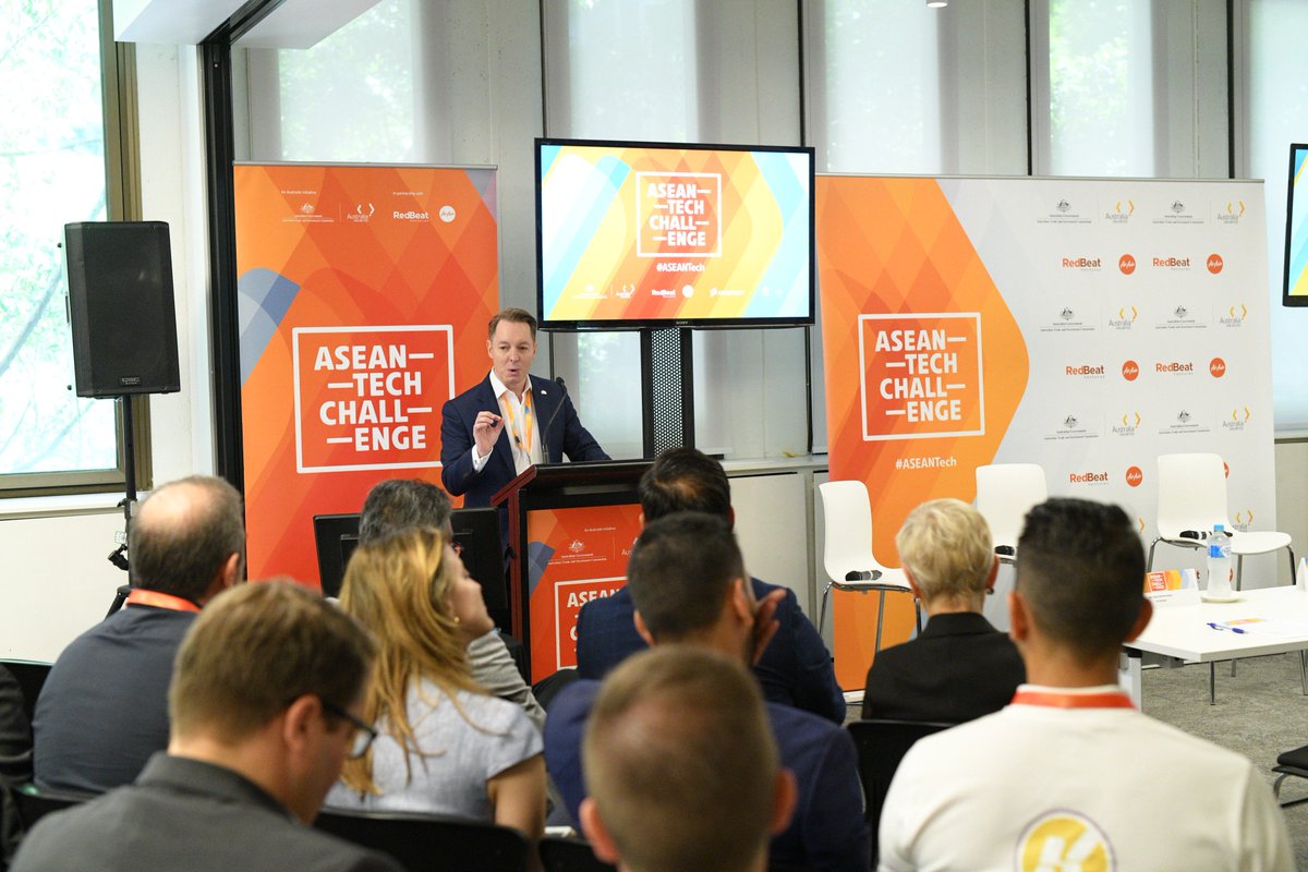 Austrade's tweet photo. "Today is all about providing #startupaus & #scaleupaus with an opportunity to enter the #ASEAN market with large corporates as their partners. We’re extremely proud to help #AusBiz #goglobal" ~ Daniel Havas, Senior Trade Commissioner @AustradeKL #ASEANNOW #ASEANTech https://t.co/DnmOjMnotE