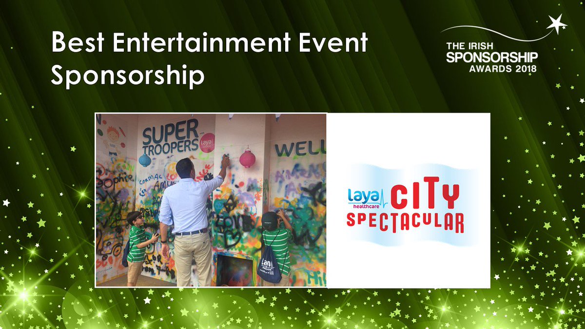 SponsAwards's tweet photo. Well done to @LayaHealthcare @cityspectacular on winning Best Entertainment Event Sponsorship! #SponsAwards https://t.co/LUJ6IRlR2r