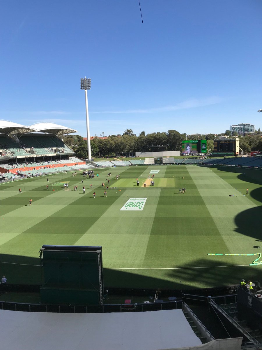 RicFinlay's tweet photo. The stumps in danger of melting today. #abithot #AdelaideOval https://t.co/cqGB9RMeWO