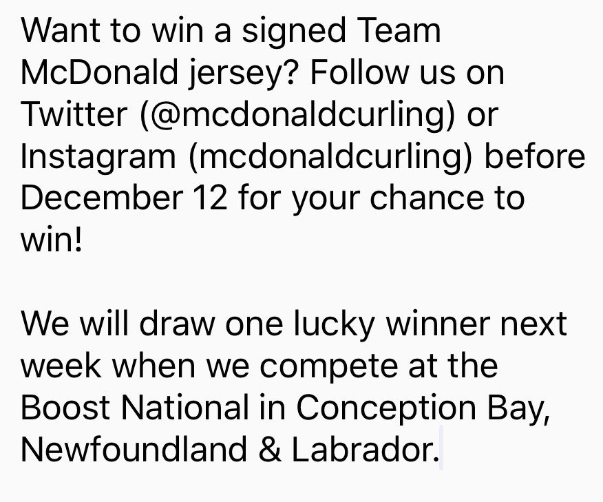 McDonaldCurling's tweet photo. *GIVEAWAY ALERT*
(Retweet this post for an extra entry!) https://t.co/eBAnZEMaK9