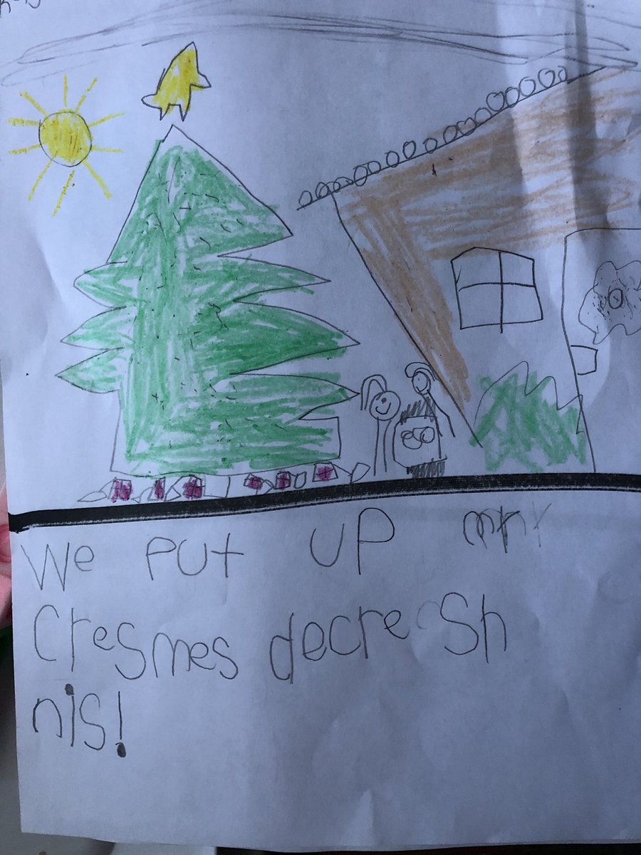 LPaigeGivens's tweet photo. Kindergarten writers penned personal narratives on their holiday experiences. #HaydenPrimary #BlountCountySchools #BCS #kindergarten #mrsgivens https://t.co/d9tUUvD7tL