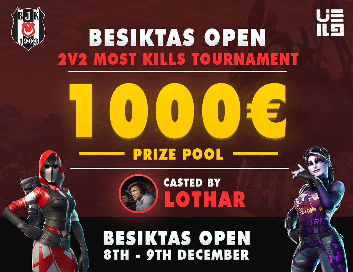 SammysFortnite's tweet photo. 1000โฌ up for grabs in the #BesiktasOpen 2v2 Tournament!
Battlefy Link : https://t.co/MREaPz3jWy
Head over to Discord : https://t.co/032UOlVaKP
Get a Join Code here : https://t.co/cYBzGfwgEH
#SCRIMcom @bjkesports https://t.co/1h7piupjep