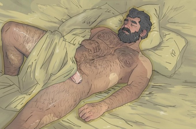 Mu yellow (bed). #muscle. #sleep. #naked. #hairy. 