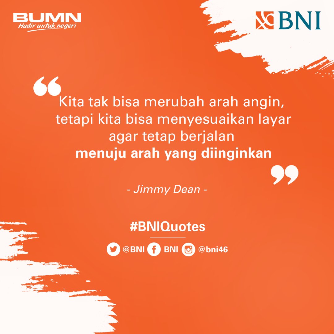 BNI's tweet photo. Pendapat orang-orang pada diri kita pasti berbeda-beda, ada yang baik ada juga yang sebaliknya. Apapun kata mereka tetaplah tersenyum dan hadapi dengan ketulusan. #BNIQuotes https://t.co/hk40RjqIYZ