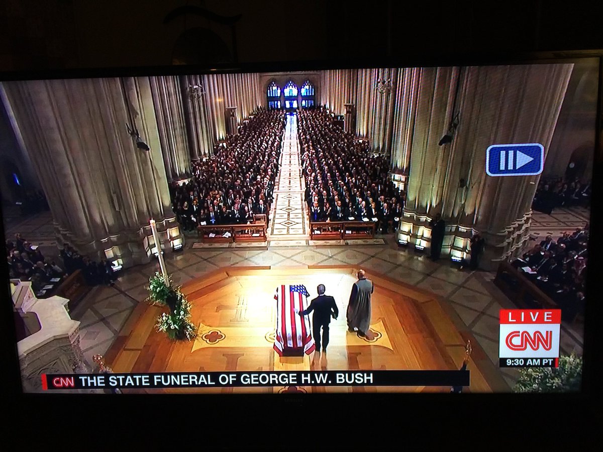 PatBrownSmiles's tweet photo. I’m so touched by the tributes to President George H. W. Bush during the state funeral at the National Cathedral. God rest his soul. https://t.co/i4S7QT7Qpv