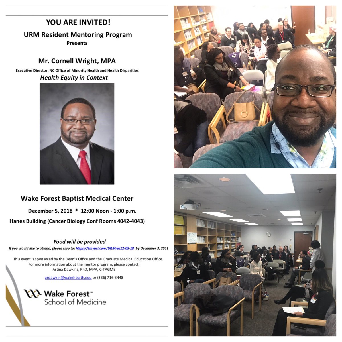 CPWrightMPA's tweet photo. Enjoyed speaking at Wake Forest Baptist Medical Center today about #HealthEquityInContext 
#NCOMHHD #NCDHHS #CPWMPA https://t.co/DhCFOeoe5g