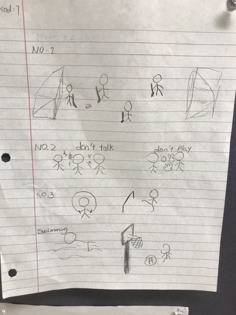 Rainy day writing assignment in #physed last week made for some great insight into the minds of middle school students (even got an ELL sample!). You can learn so much from what they put down on paper 📝😬