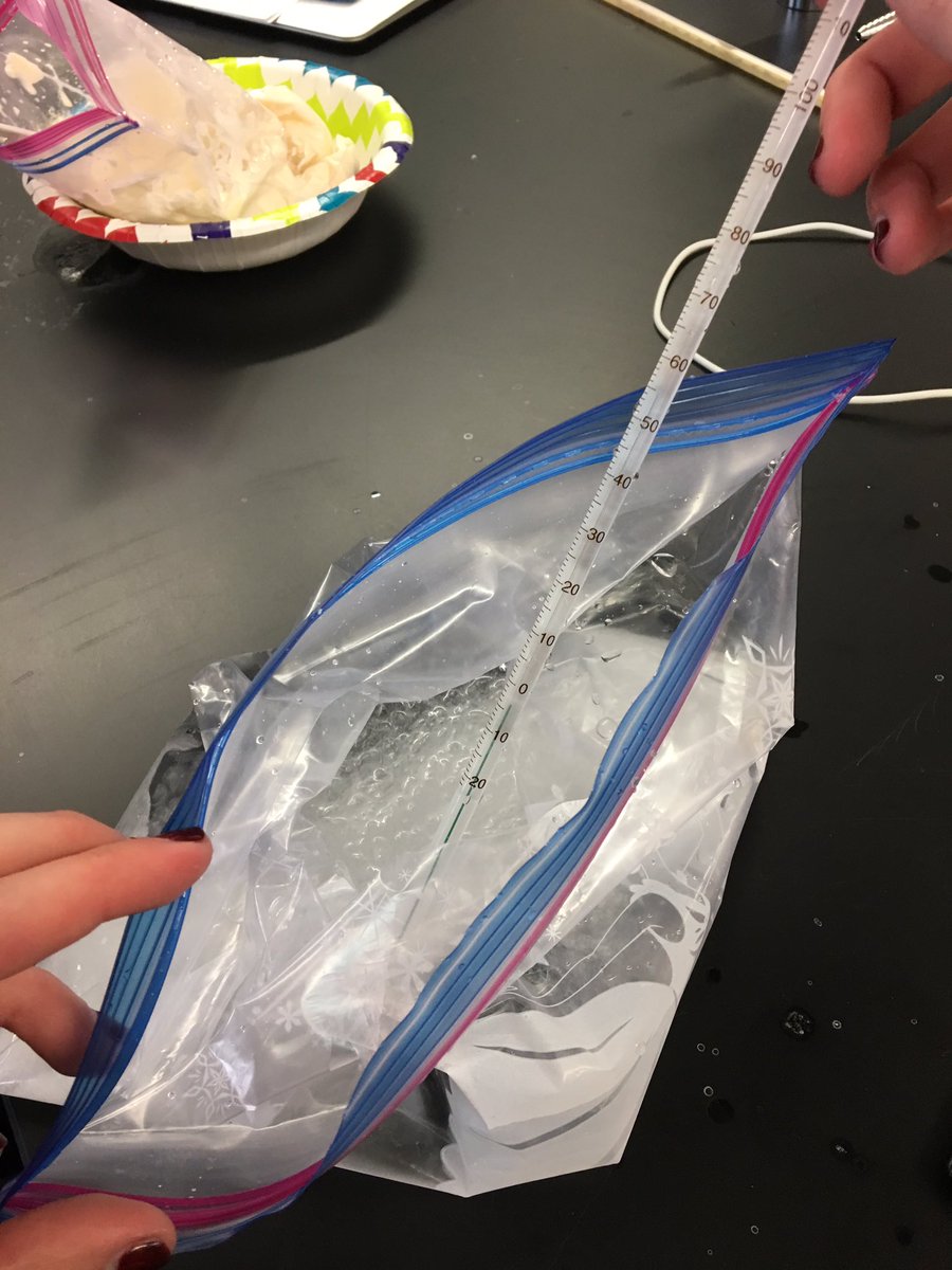 drbixby's tweet photo. What do colligative properties, chemical potential and half-and-half have in common? Making ice cream! In #pchemlab @LewisUniversity today, didn’t quite make it to the eutectic temp... https://t.co/D8kiqhMIBY