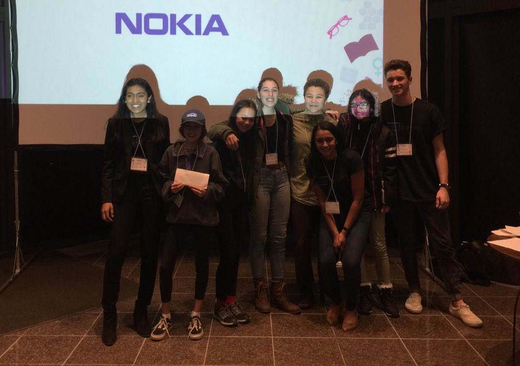 SandyPMiller's tweet photo. A second place win for @glashanleads Ss at today’s #code_queens conference @nokia. Way to go! #AppDevelopment #STEM #elevatorpitch #collaboration #communication #teamwork #perfectscore @ocdsb #proudteacher https://t.co/CR049z89Iu