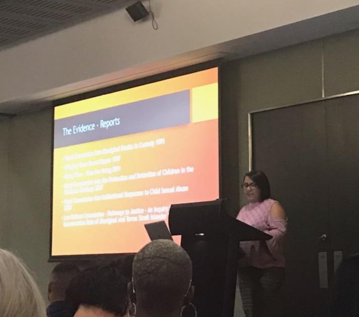 ALRMs Melissa Clarke 'if you dont know about the Royal Commission Into Aboriginal Deaths In Custody, its findings and recommendations, then you don't deserve to work with our people'  #NCPS18 @KWY147 #rciadic #youthjustice #redfernstatement #changetherecord  #wehavethesolutions