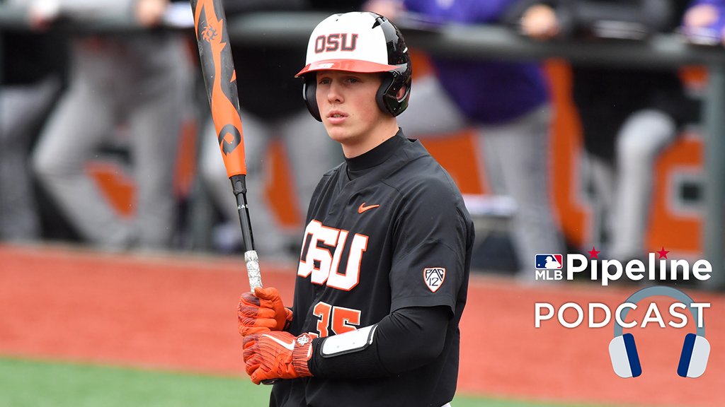 MLBPipeline's tweet photo. Adley Rutschman was ranked No. 1 on our Top 50 #MLBDraft Prospects list this morning, and the @BeaverBaseball backstop joined our podcast this afternoon to discuss his high expectations heading into next season: https://t.co/qCbD9lSeqR https://t.co/SBBsR2rSOD