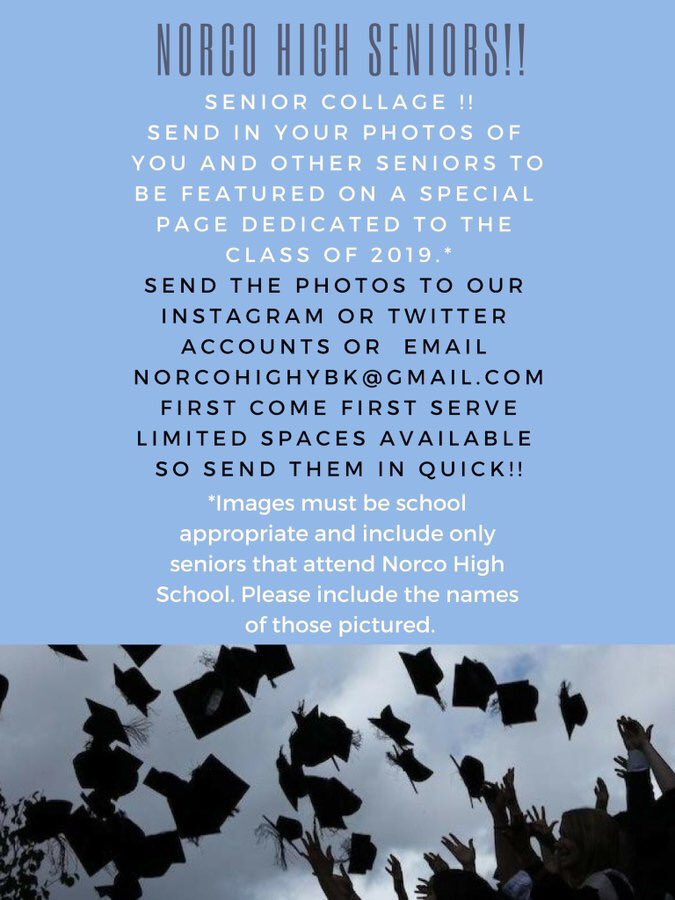 Seniors !! Here’s one of your last few chances to feature yourself and friends in the yearbook. Don’t miss out on this opportunity 😁