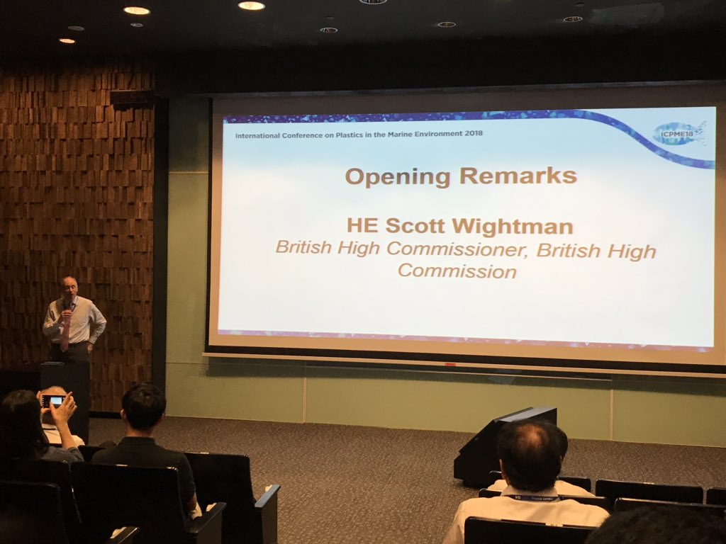 steve_cefas's tweet photo. Start of the #ICPME Welcome address from Serena TEO, chair of the ICPME organising committee and HE Scott Wightman British High Commission Singapore. Looking forward to an informative day. #CommonwealthLitterProg #plasticpollution #ICPME @SCELSE_SG @NUSingapore @CefasGovUK https://t.co/pIVNbjHtzX