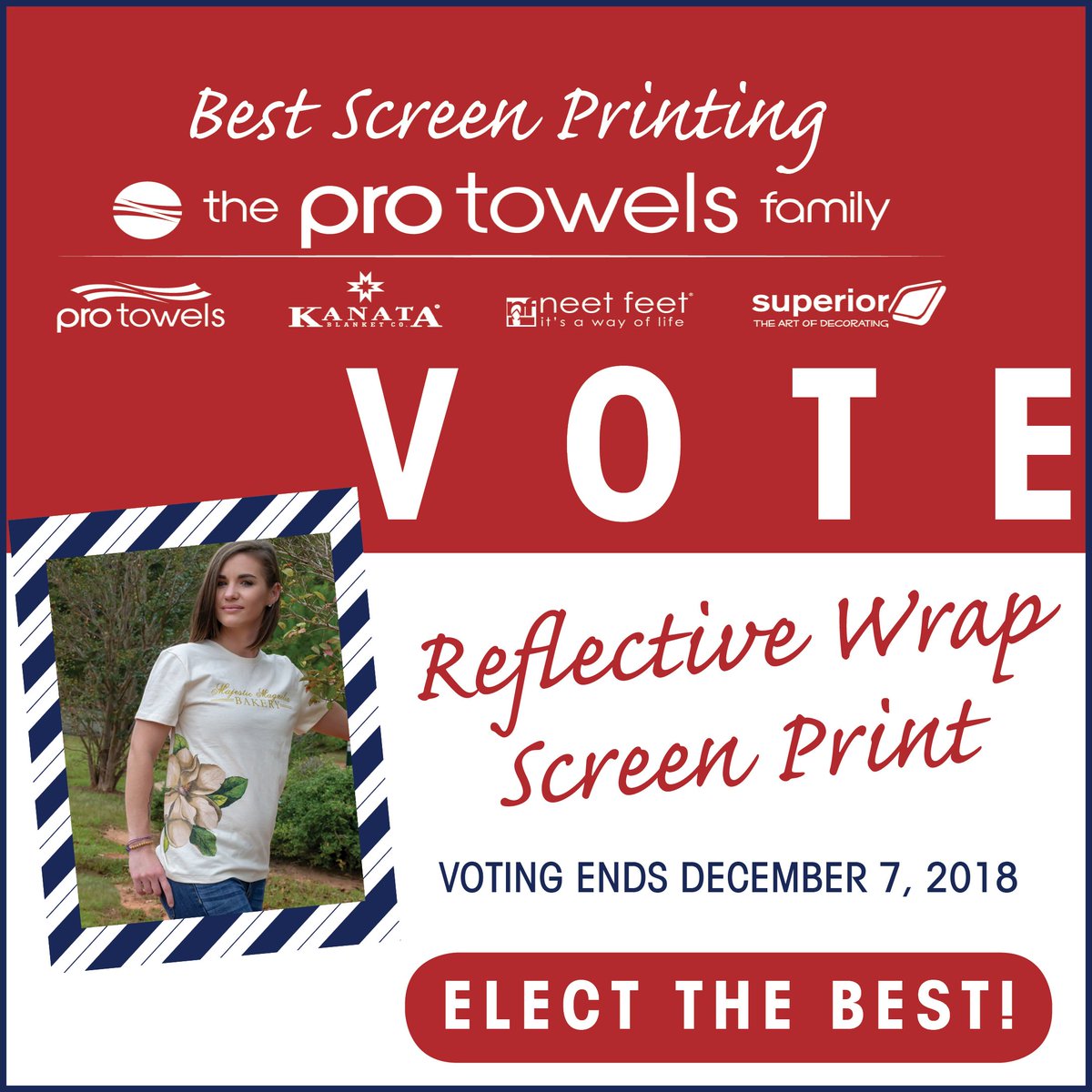 ‼️ Excited to announce we are a finalist in the ASI Wearables Apparel Design Awards for the following categories: 
• Best Screen Print (for our reflective and wrap print)
Voting is now open thru Friday, Dec. 7th. 
Here is the link for voting: bit.ly/2019ApparelDes…