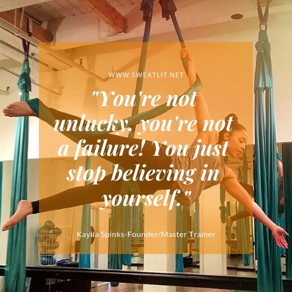 Sweatlit's tweet photo. Less than 30 days left in 2018! Remember "You're not unlucky, you're not a failure- you just stop believing in yourself." Kaylla Spinks  #sweatlit #myfirstTweet #quotes https://t.co/2ynzjocFpk
