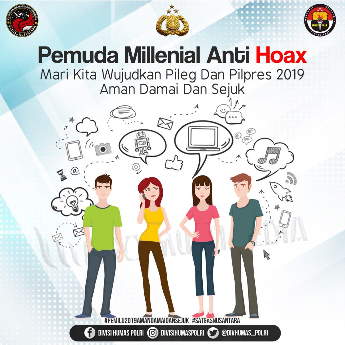 Divisi Humas Polri Twitter Pemuda Milenial Anti Hoax Mari