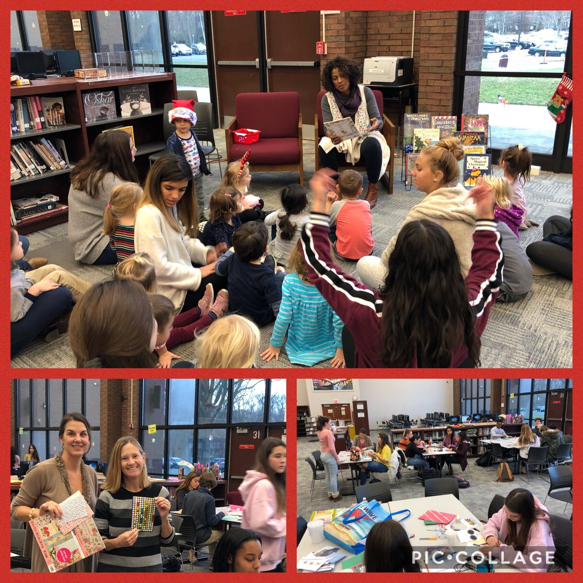 rbr_LibraryMC's tweet photo. First day after an incredible conference #njasl18 and I was welcomed with a full library all day. Students researching, Ms. Dorn & Mrs. Casaine card-making event for hospitalized kids, & then the icing on top, Miss Sira from @redbankpl reading to the Little Bucs. @PrincipalClay https://t.co/OYmMaYDJM8