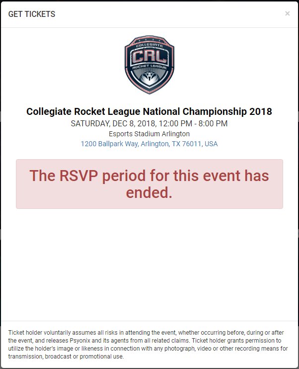 TeamFancyRL's tweet photo. @SquadUP Could you guys check to see if there is an error with the @RocketLeague CRL tournament in Arlington? This is the current message when trying to buy. https://t.co/yp3qnNasuB