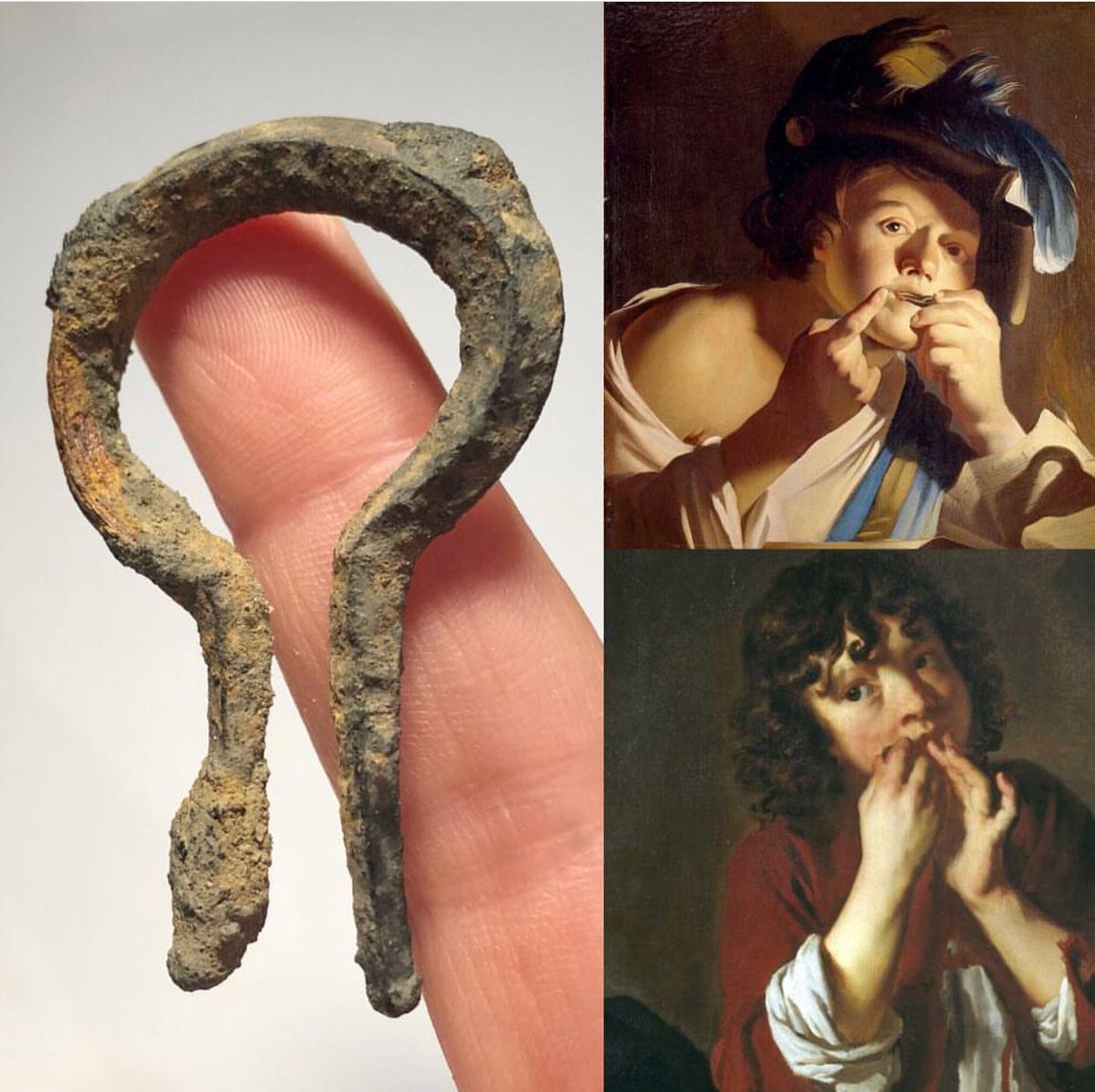 mudlarkanna's tweet photo. Jew’s Harp (1600-1800). Earliest recorded in  the fourth century BC ( in China) and appear across Asia and in Europe and in European art from the 1300s.  US ones are called Jaw Harps; UK,Jew’s (maybe Jew’s imported/produced) #mudlark #jewsharp #artefact #thames #riverfind https://t.co/JLQkmnMTSU