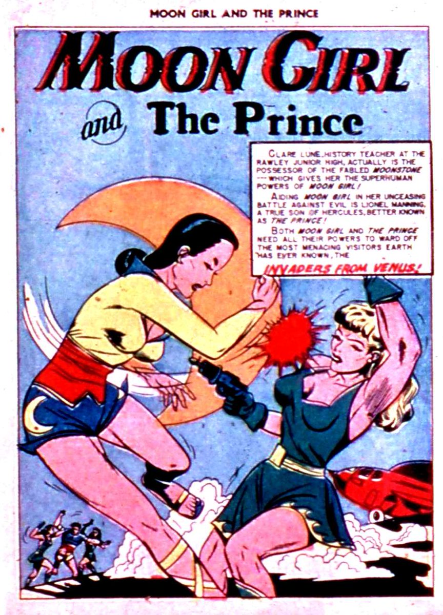 MarshComics's tweet photo. Went my own direction for #SHEcember with a bit of a redesign of an old public domain character Moon Girl! #shecember2018 #moongirl #publicdomaincomics #publicdomain https://t.co/GHmzg4WNZF