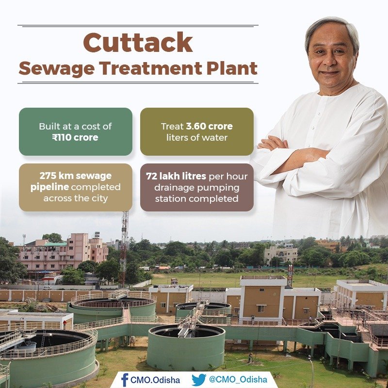 CMO Odisha (@cmo_odisha) on Twitter photo CM <a href="/Naveen_Odisha/">Naveen Patnaik</a> inaugurated ₹110 crore sewage treatment plant in #Cuttack to improve sanitation in the #MillenniumCity. Under the project, 3.60 crore liter sewage treatment plant, 275 km sewage pipeline, 72 lakh litres per hour drainage pumping station have been completed CM <a href="/Naveen_Odisha/">Naveen Patnaik</a> inaugurated ₹110 crore sewage treatment plant in #Cuttack to improve sanitation in the #MillenniumCity. Under the project, 3.60 crore liter sewage treatment plant, 275 km sewage pipeline, 72 lakh litres per hour drainage pumping station have been completed