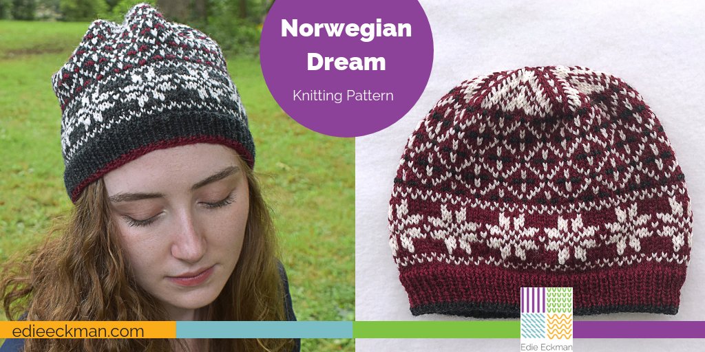 The traditional knitting patterns of Norway, seen on a recent vacation, inspired this classic unisex hat. Three balls of fingering weight yarn will make two coordinating hats.

ravelry.com/patterns/libra…