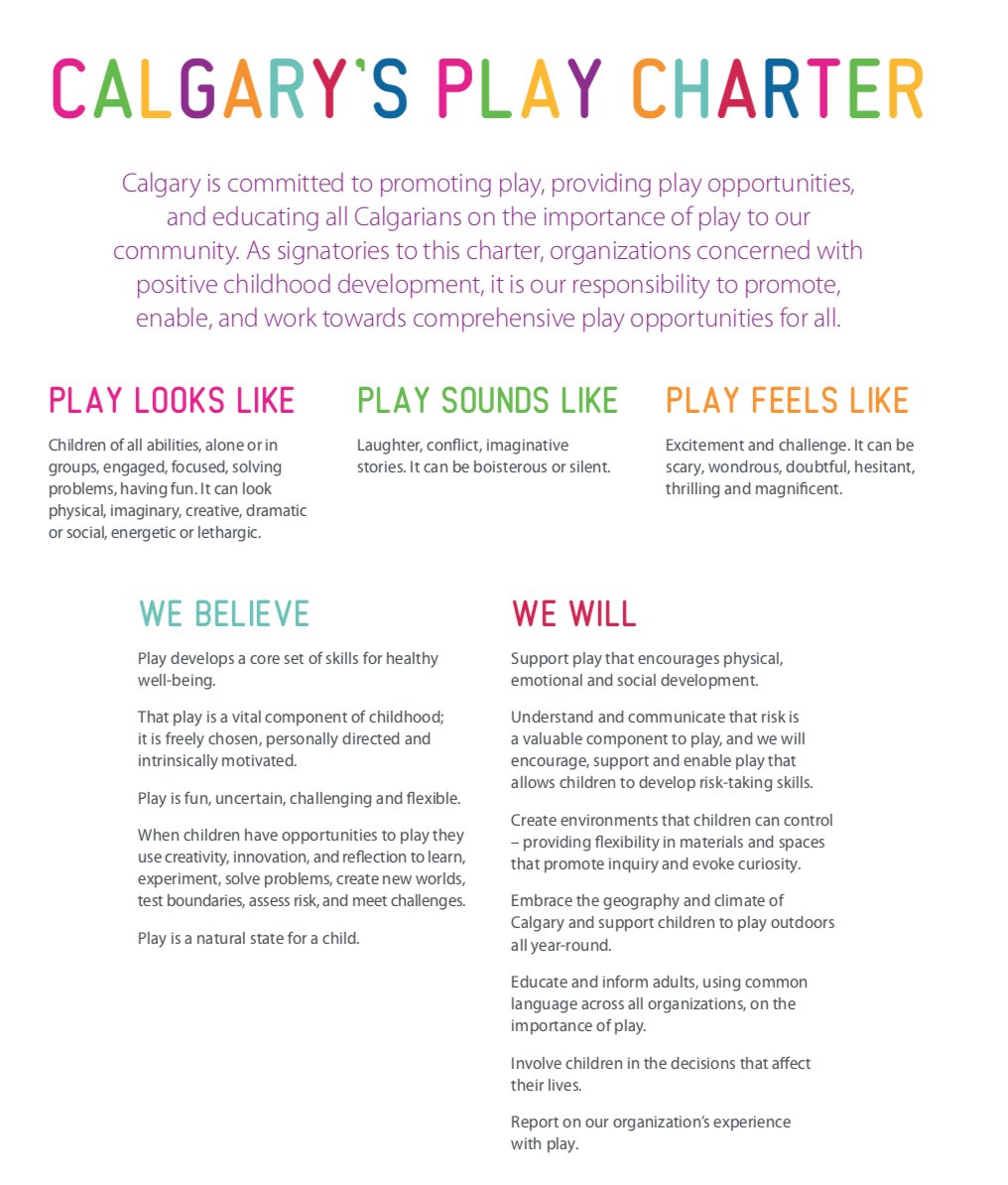 mwearlyyears's tweet photo. Have you read Calgary's Play Charter? The City produced an amazing report of the impacts of the play charter and how they catalyzed so much play in the city! Make sure to take a look: https://t.co/YAfYlvr9Bc #Play #Calgary https://t.co/KrFge7ucL1
