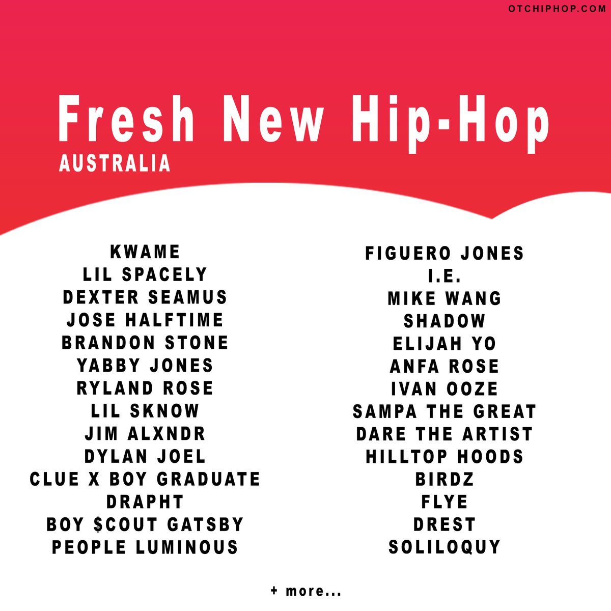 FRESH NEW HIP-HOP: AUSTRALIA <a href="/SpotifyAU/">Spotify Australia</a> PLAYLIST

STREAM/FOLLOW: spoti.fi/2F7Lq31 ⬅️⬅️

ft. @thattboykwame, <a href="/FigueroJones/">Figuero Jones</a>, <a href="/DexterSeamus/">DexterSeamus</a>, <a href="/ie_inotherwords/">I.E.</a>, <a href="/lil/">PanDa</a> <a href="/spacely2ill/">Lil Spacely</a>, <a href="/BrandonSton3/">Brandon Støne</a>, <a href="/dylanjoel/">DYLAN JOEL HULTMAN</a>, <a href="/anfarose/">Anfa Rose</a>, <a href="/ivanooze/">IVAN MORRIS JR</a>, @gatsbyboii, @IsThatClue, <a href="/boygraduate/">Boy Graduate</a> + more...