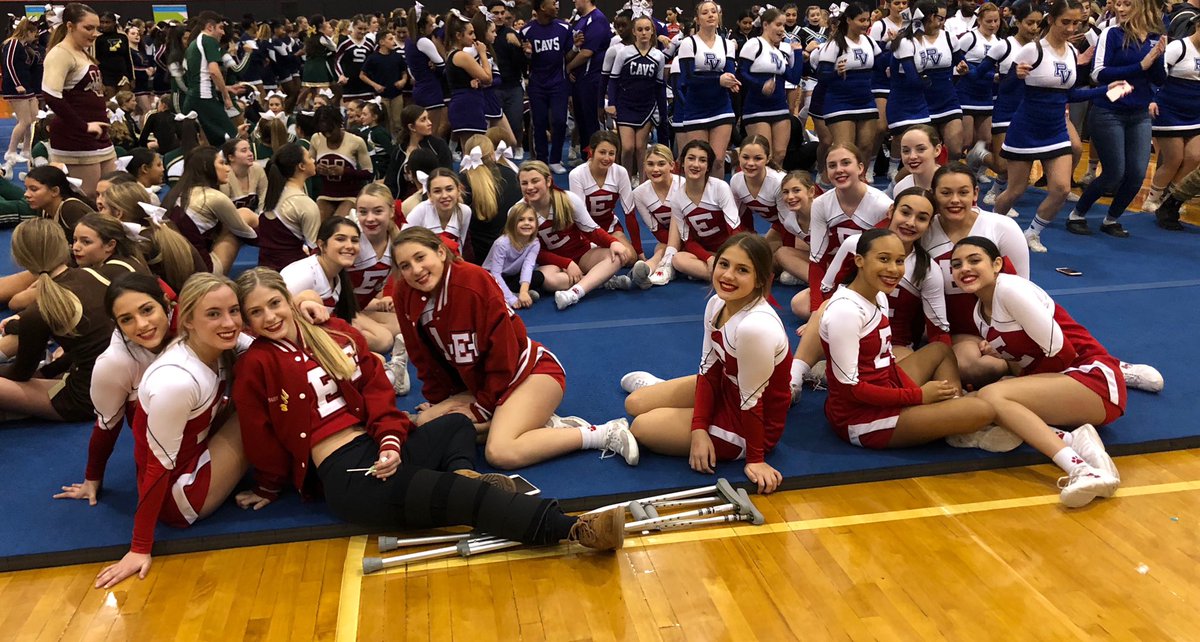 Proud of these kids tonight! Young team with so much drive. They don’t back down from hard skills💯 <a href="/EAHSRoverCheer/">Easton Cheerleading</a> will get back to work tomorrow #backtothemat #justgettingstarted