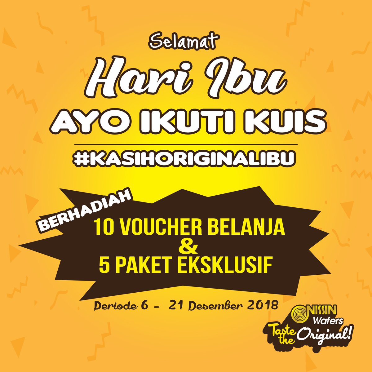 NissinWafers's tweet photo. Dalam rangka memperingati hari ibu, Nissin Wafers lagi ada kuis nih hadiahnya 10 voucher belanja dan 5 paket eksklusif. Yuk langsung aja ke Instagram Nissin Wafers untuk ikutan kuisnya, Info https://t.co/b5aS5gqOak https://t.co/5WyuCH5wTh