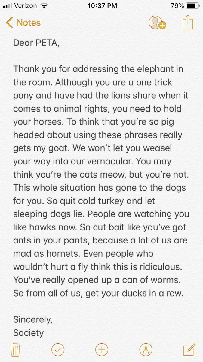 Dear <a href="/peta/">PETA</a>