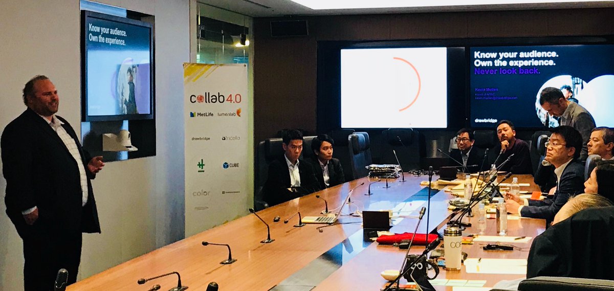 Kevin Mullen presented @Drawbridge 's solutions to judges at #collabJP Demo Day. It leverages #AI &amp; #machinelearning to build democratized, people-based identity mgmt solutions in various applications. collab.lumenlab.sg  #LumenLabSG #Insurtech #Fintech #Startups <a href="/MetLife/">MetLife</a>