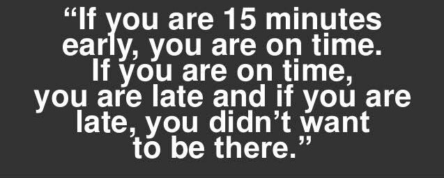 One of the values that sport has taught me is to be PUNCTUAL! If a race starts i.e at 7am and you are 1 min late they start without you, regardless of who you are. I apply this value to my everyday life as well, it shows personal discipline &amp; that u respect other peoples time!