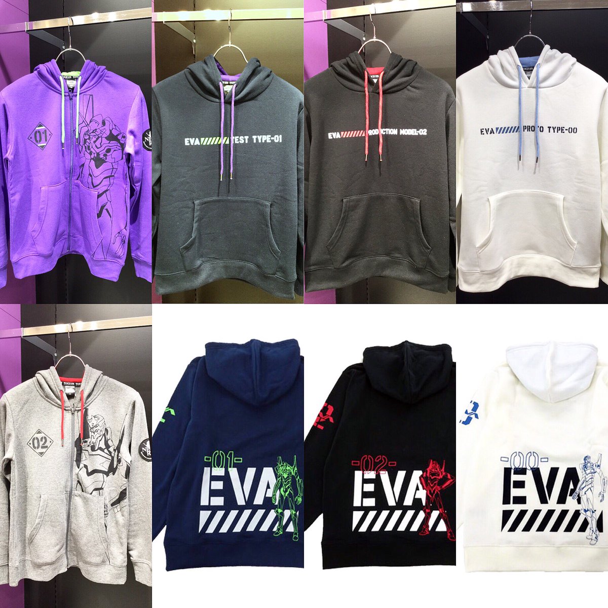 エヴァンゲリオンストア東京01 池袋 Tren Twitter 新商品 ファッションセンターしまむらの エヴァンゲリオンパーカ を当店でも販売開始 Zipタイプは2種 プルオーバータイプは3種 前面のデザインと肩のワッペンが特徴のzipタイプ 背面のアピール力と