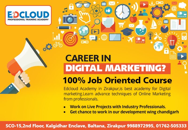 EdcloudAcademy's tweet photo. 100% Job oriented course in Digital Marketing from Edcloud Academy Zirakpur. Learn from Industry Professionals and become Digital marketing Specialist

#digitalmarketing #course #training #Professional #Jobs https://t.co/XfestuXDFn