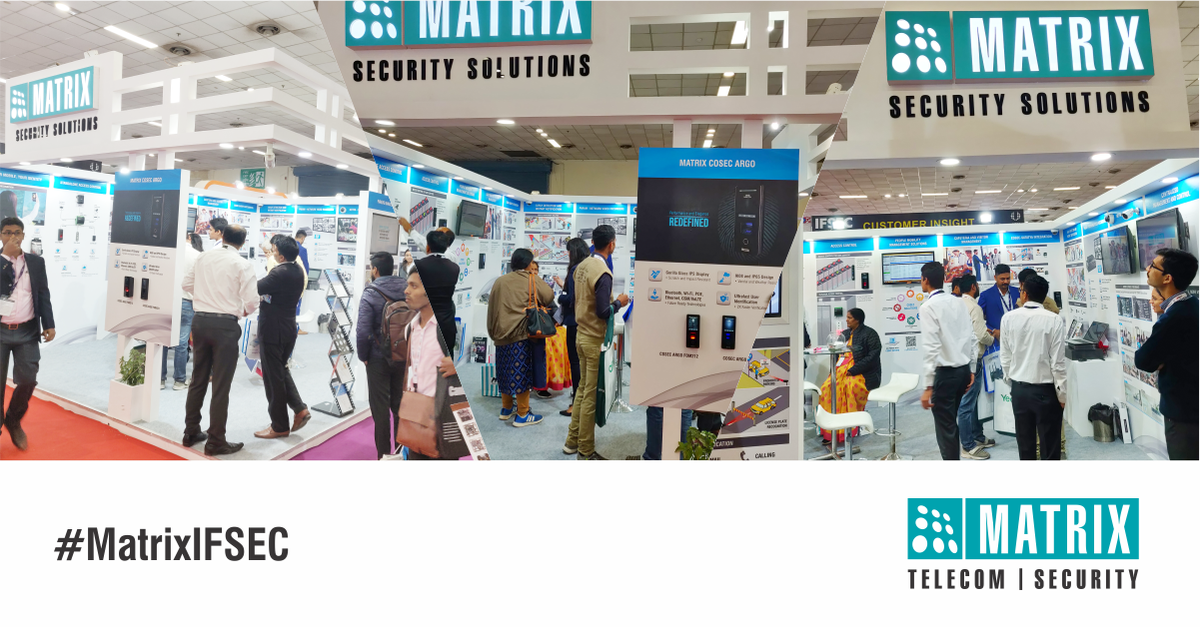 Matrix_Comsec's tweet photo. Day 1 at IFSEC 2018, New Delhi saw visitors bustling at the Matrix booth, with them keen to get an understanding of our solutions.
#MatrixIFSEC #MatrixComsec https://t.co/SGUW0NKJV6