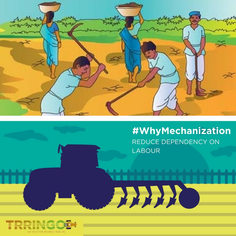 TrringoFarm's tweet photo. #WhyMechanization | Reason #2 for adopting mechanization - It reduces the dependency on labour. Now you can complete your farm activities faster, with minimum labour! https://t.co/LNFnXwupi0