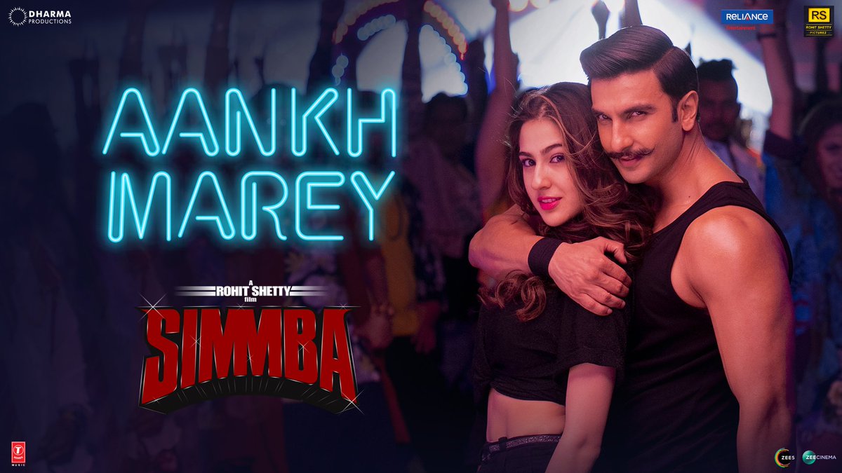 TSeries's tweet photo. It's back!😉
#AankhMarey song out now : https://t.co/v1CMKzUXvO 

@RanveerOfficial #SaraAliKhan @SonuSood #RohitShetty @karanjohar @rspicturez @RelianceEnt @DharmaMovies @SimmbaTheFilm @itsBhushanKumar @iAmNehaKakkar @MikaSingh @tanishkbagchi @Musicshabbir @azeem2112 #Simmba https://t.co/rF084u8hHD