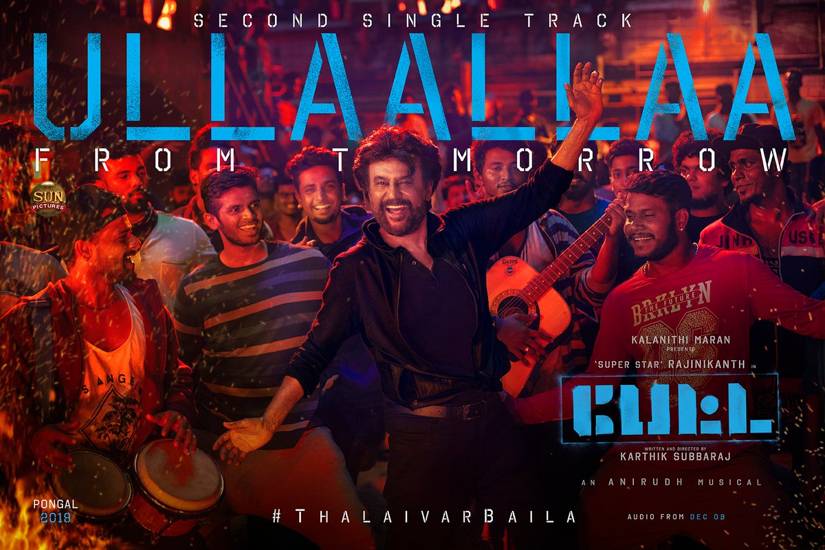 karthiksubbaraj's tweet photo. #Ullaallaa song from tomorrow...

It's time for #ThalaivarBaila

#Pettasecondsingle #Petta https://t.co/Mlkk7bW0dJ