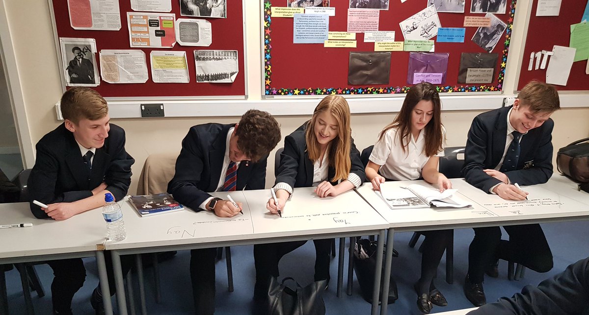 HA_HistoryDept's tweet photo. Miss Biddulph decided to set her Year 12 the task of investigating whether the USA should have done more to prevent communism in China...by writing all over her tables! 😮 A simple but fun activity for all...except Miss B who had to clean up after them. #historyteacher https://t.co/uPo443oyLq
