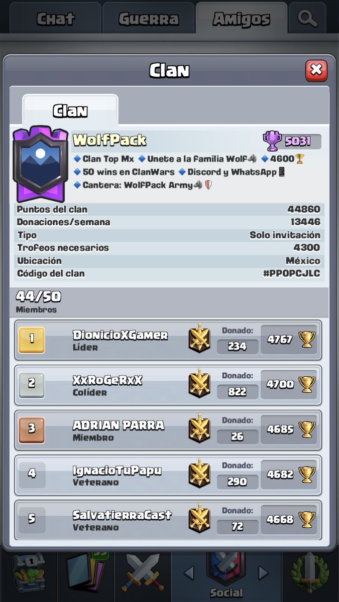 Hoy se superaron las 5000 copas en guerra de clanes 🐺❤️