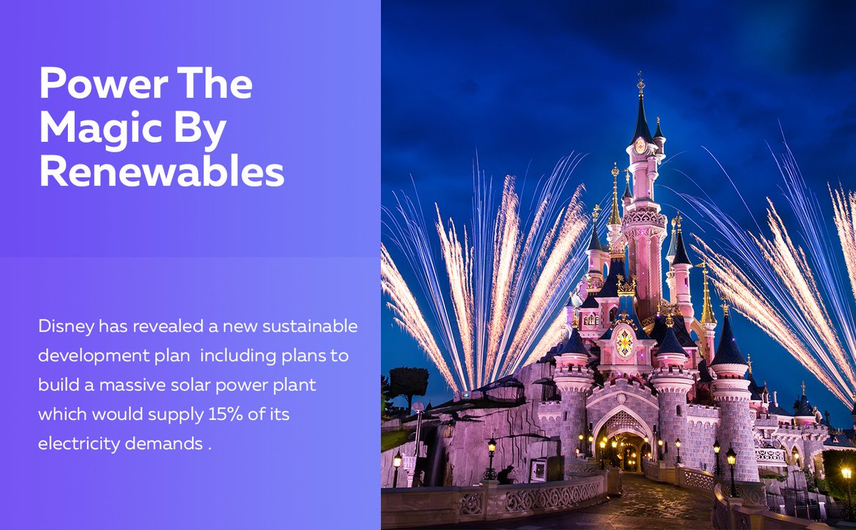 SolarDAO's tweet image. According to @Forbes, @DisneyParis_EN has plans for #solarpower covered parking lot, recycled waste water for street cleaning, geothermal energy usage for heating requirements and other sustainable steps. A great example for the whole world! 🌎bit.ly/2KYvCDn
