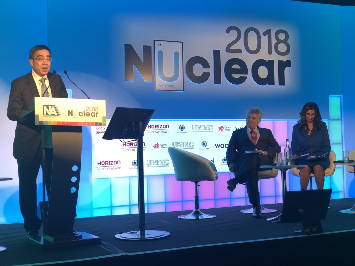 NIAUK's tweet photo. In our final session before lunch, Zheng Keping and Rob Davies update us on the exciting developments at @CGN_UK, announcing that Bradwell B should reach COD by 2030.
#Nuclear2018 https://t.co/rMhB5NN3GF