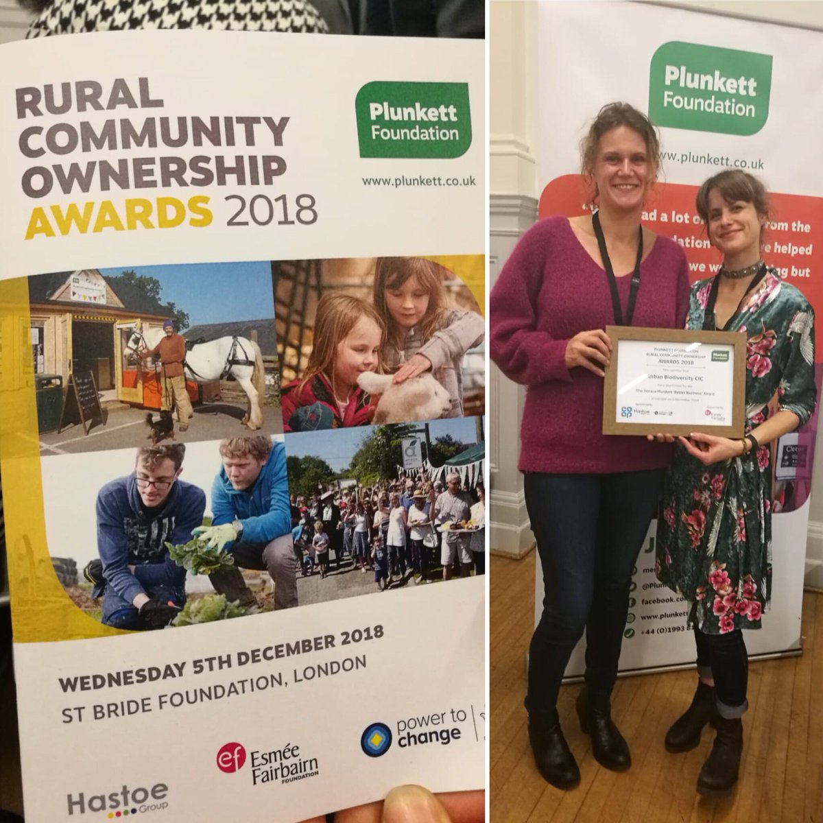 Whoop! We were runners up for <a href="/coopuk/">Co-op</a> Better Business Award @PlunkettFoundat Rural Community Ownership Awards! Go team!!