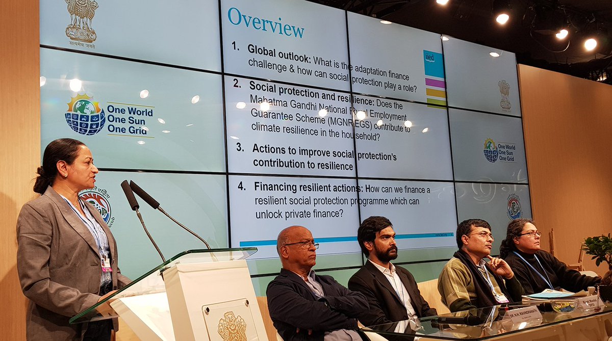 With #ClimateFinance in short supply to meet ambition, social protection schemes such as MGNREGS could provide a ready made mechanism to deliver high quality, &amp; quantity, climate finance, said <a href="/indukmurthy/">Indu K Murthy</a>, of IIED partner <a href="/iiscbangalore/">IISc Bangalore</a> #COP24