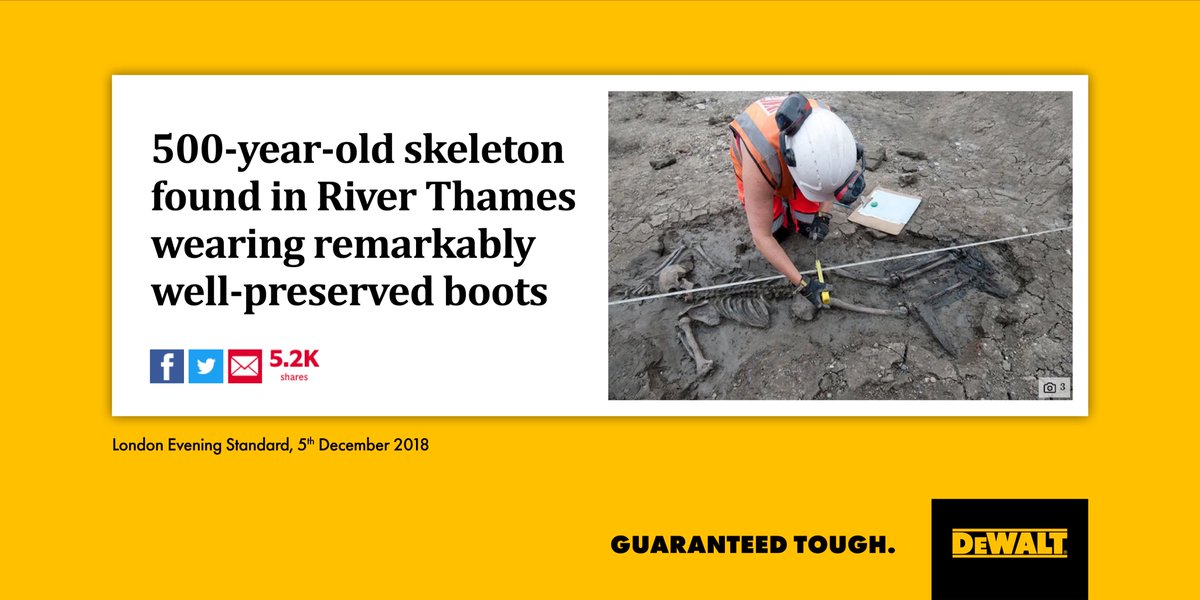 avenue_agency's tweet photo. Boots made to last. Isn't that right, @DEWALT_UK @DEWALTtough? 😉 #Advertising #RiverThames #Skeleton #GuaranteedTough #London #ThursdayThoughts #Creative https://t.co/0s9GqHKoGY