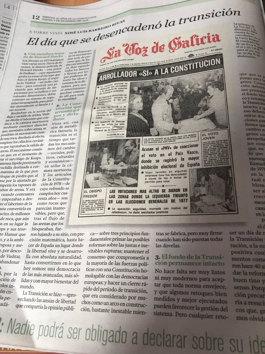 rubensantamarta's tweet photo. Este especial en @lavozdegalicia sobre los #40anosdeconstitucion coordinado por @laureanoolopez y @mariaspulido es una joya de lectura lenta. Guárdenlo. https://t.co/g9OCNVyNkg