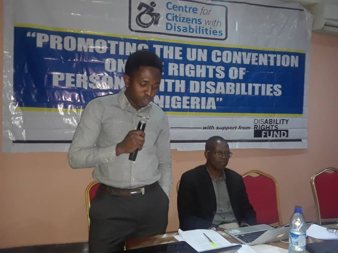 CCDNigeria's tweet photo. Mr. Ogundare Martin's, marking his Presentation. He said PWD have fundamental Human Rights, it is of their rights to benefit all rights. He cited the UN Convention on the Rights of Persons with Disabilities.

#DisabilityNotAWeakness
#DisabilityRightsAreHumanRights https://t.co/Lxghe0h4EV