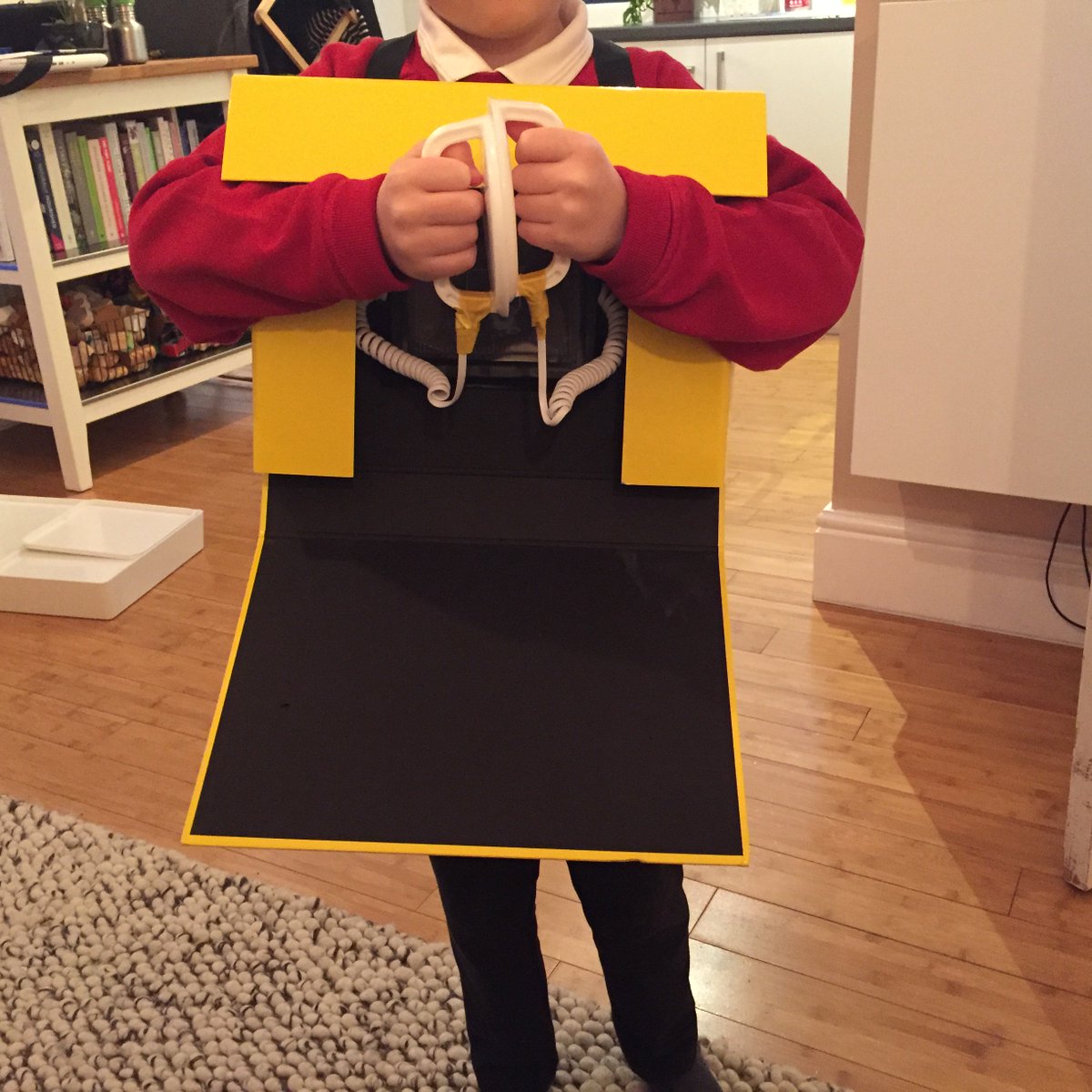 berkavitch's tweet photo. It's health and safety dressing up day at my son's school today.
He's gone as a public defibrillator box. https://t.co/JeltISzNrC