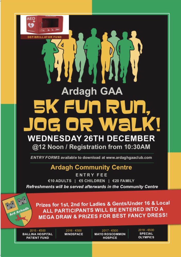Ardagh_GAA's tweet photo. Less than a month to go!!! Work off that turkey dinner with our annual 5K fun run. #WorkOffTheTurkey #Christmas2018 #MayoGaa π¦ π https://t.co/QYN0idiby2